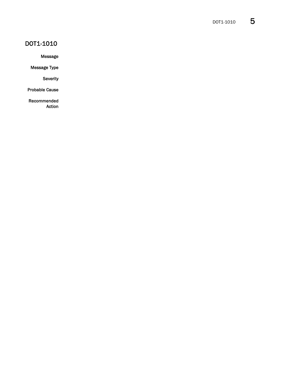 Dot1-1010 | Brocade Fabric OS Message Reference (Supporting Fabric OS v7.3.0) User Manual | Page 319 / 1008