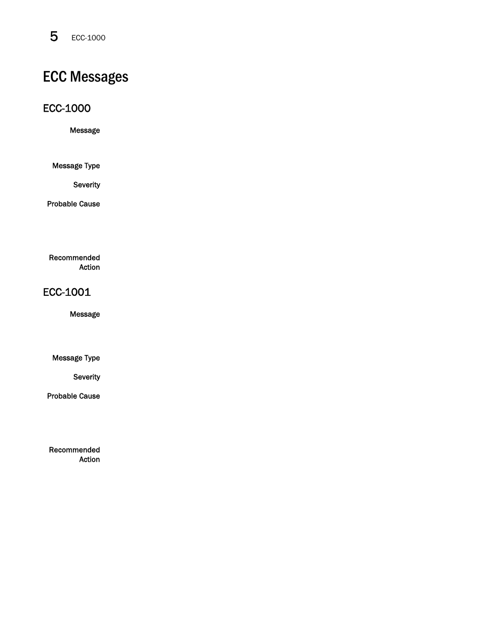 Ecc messages, Ecc-1000, Ecc-1001 | Brocade Fabric OS Message Reference (Supporting Fabric OS v7.3.0) User Manual | Page 320 / 1008