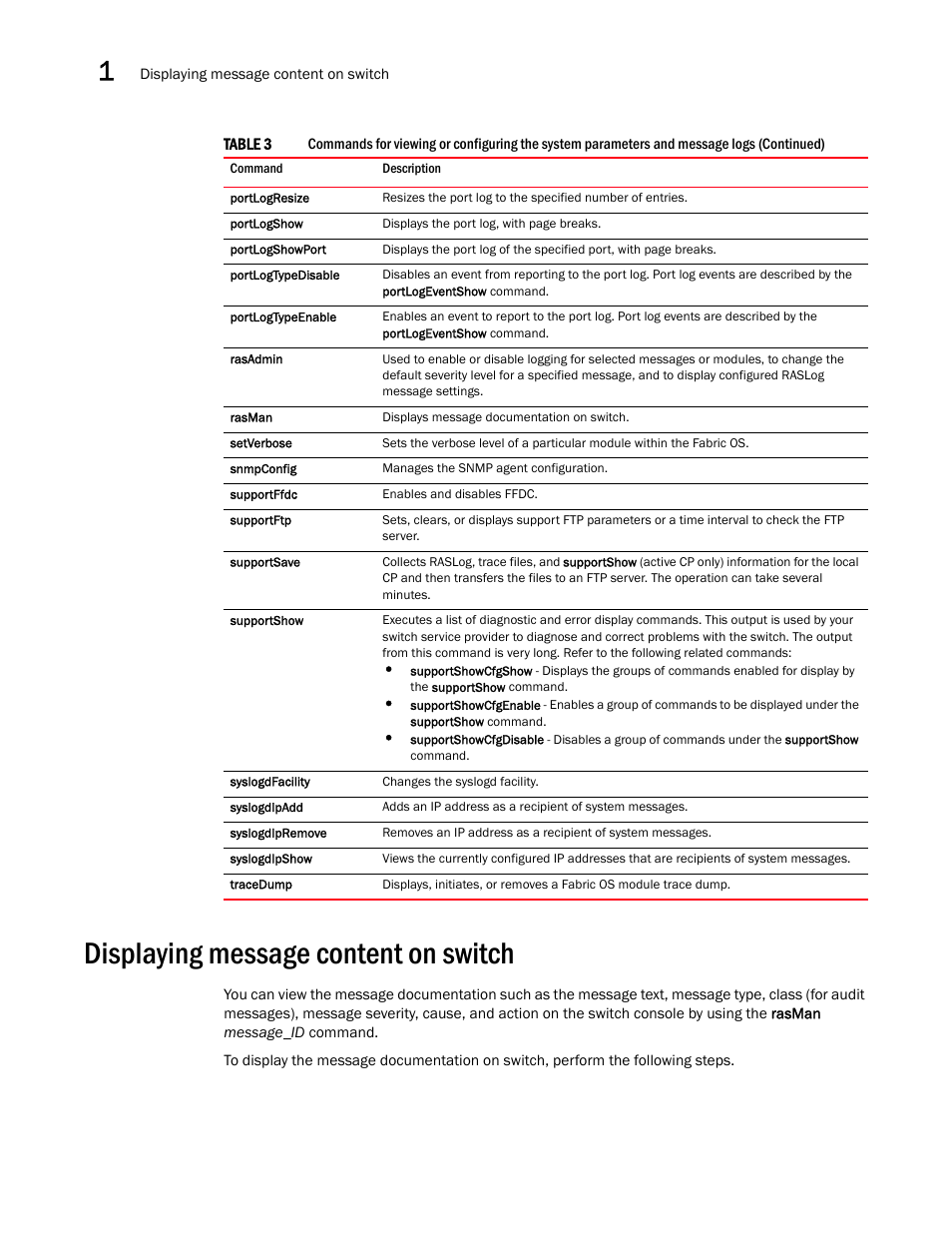 Displaying message content on switch | Brocade Fabric OS Message Reference (Supporting Fabric OS v7.3.0) User Manual | Page 36 / 1008