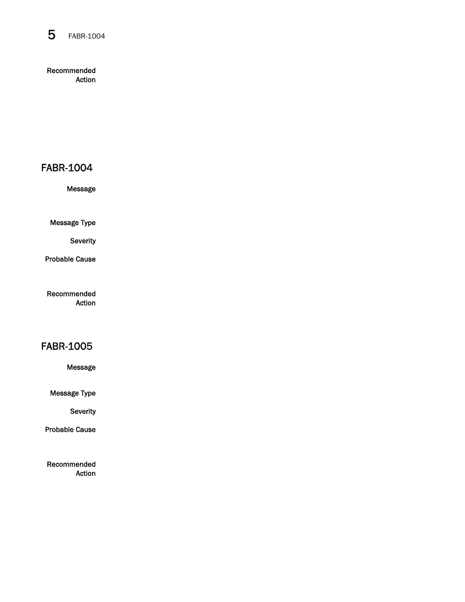 Fabr-1004, Fabr-1005 | Brocade Fabric OS Message Reference (Supporting Fabric OS v7.3.0) User Manual | Page 362 / 1008