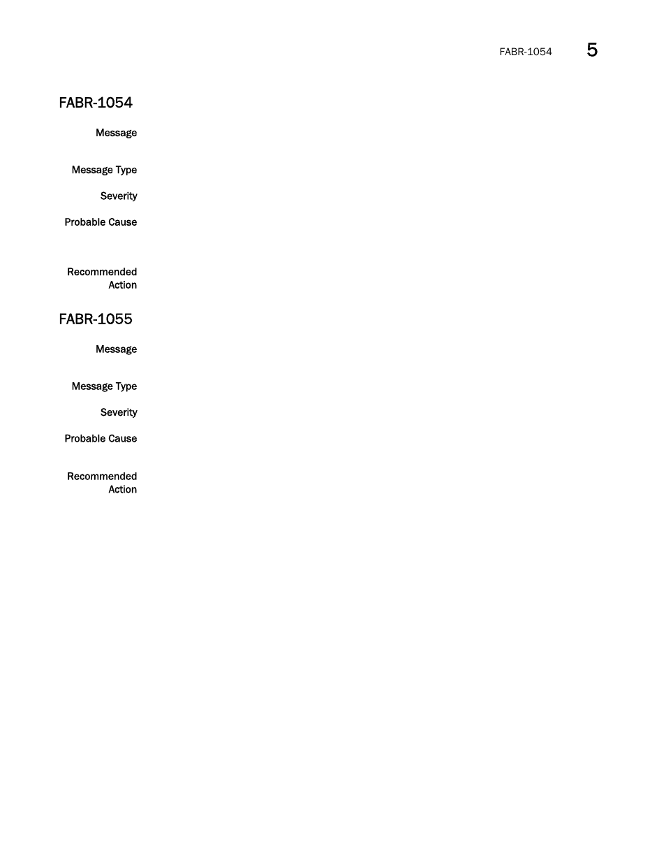Fabr-1054, Fabr-1055 | Brocade Fabric OS Message Reference (Supporting Fabric OS v7.3.0) User Manual | Page 377 / 1008