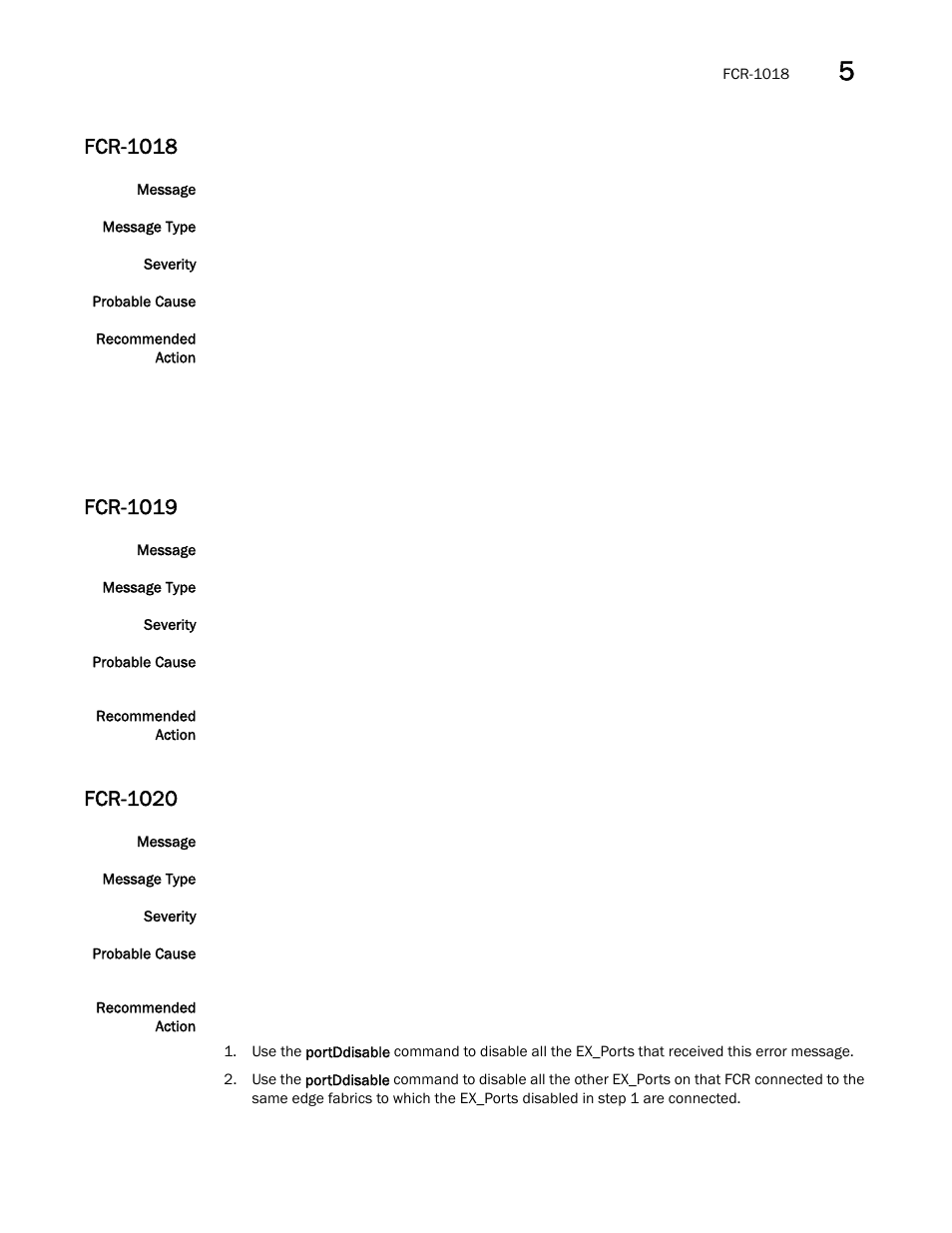 Fcr-1018, Fcr-1019, Fcr-1020 | Brocade Fabric OS Message Reference (Supporting Fabric OS v7.3.0) User Manual | Page 407 / 1008