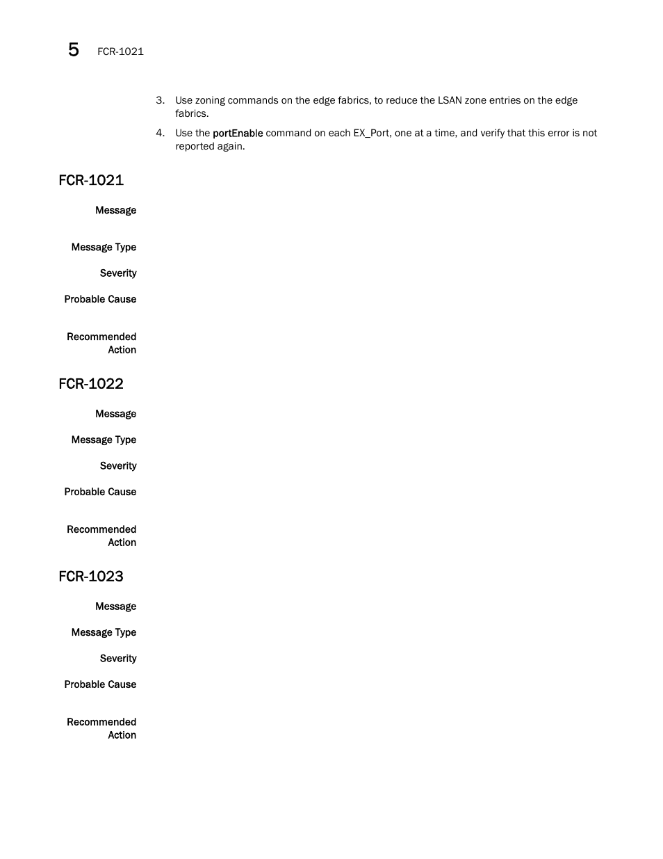 Fcr-1021, Fcr-1022, Fcr-1023 | Brocade Fabric OS Message Reference (Supporting Fabric OS v7.3.0) User Manual | Page 408 / 1008
