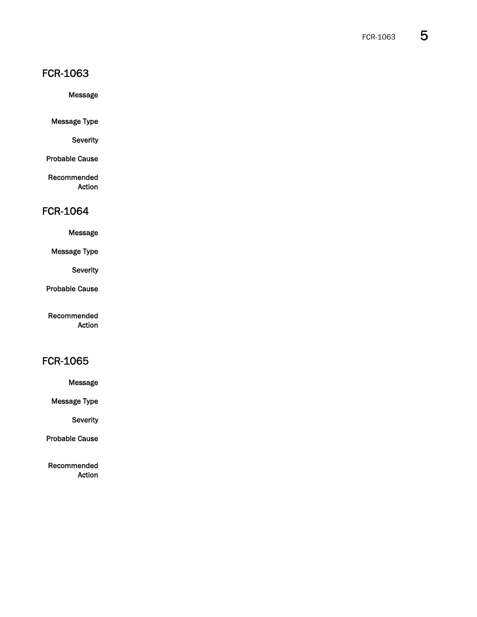 Fcr-1063, Fcr-1064, Fcr-1065 | Brocade Fabric OS Message Reference (Supporting Fabric OS v7.3.0) User Manual | Page 419 / 1008