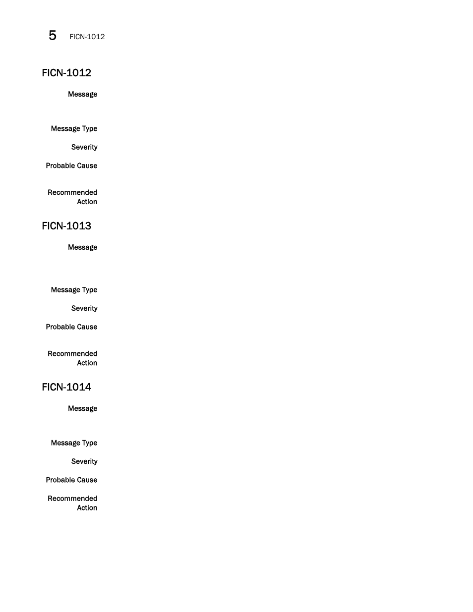 Ficn-1012, Ficn-1013, Ficn-1014 | Brocade Fabric OS Message Reference (Supporting Fabric OS v7.3.0) User Manual | Page 436 / 1008