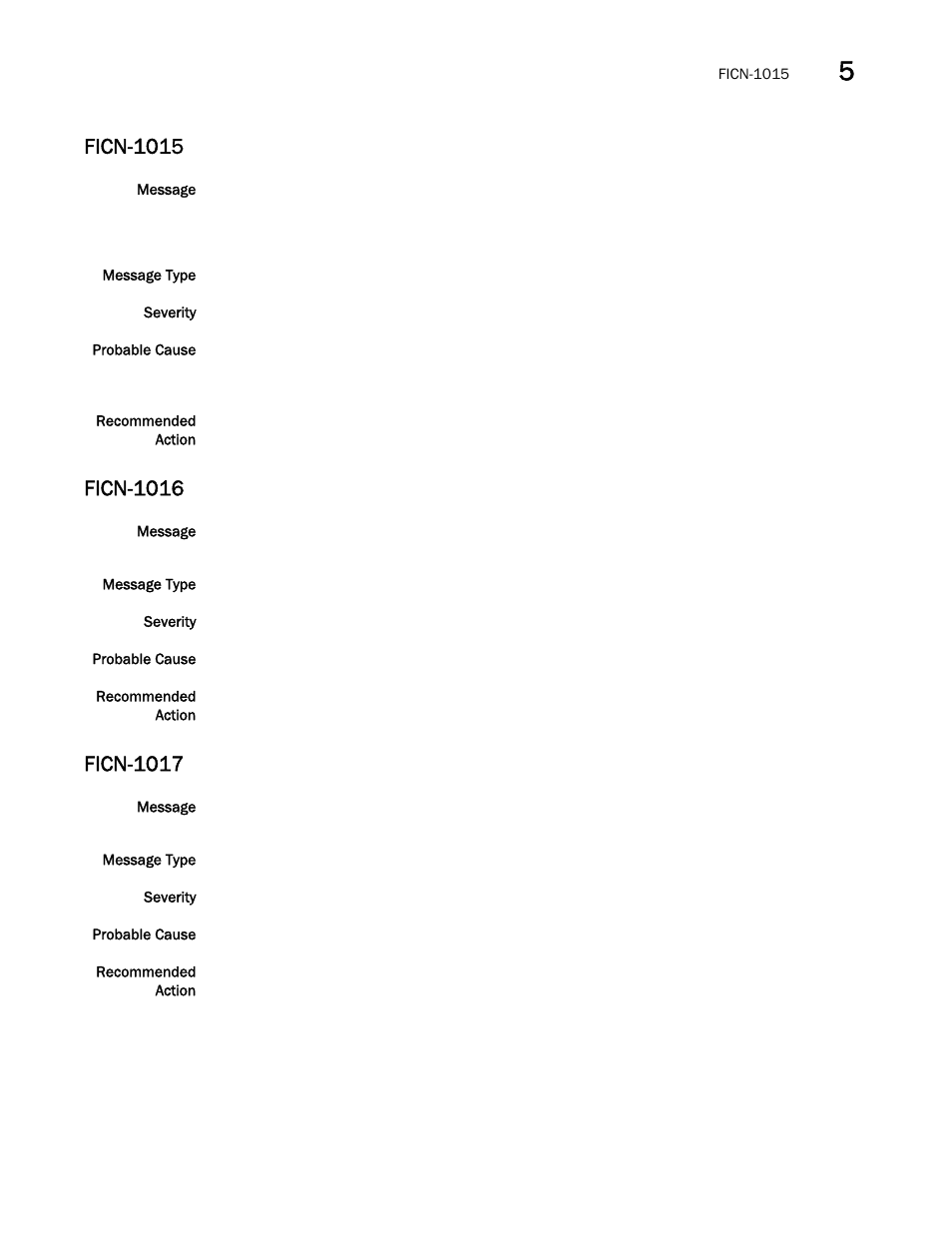 Ficn-1015, Ficn-1016, Ficn-1017 | Brocade Fabric OS Message Reference (Supporting Fabric OS v7.3.0) User Manual | Page 437 / 1008