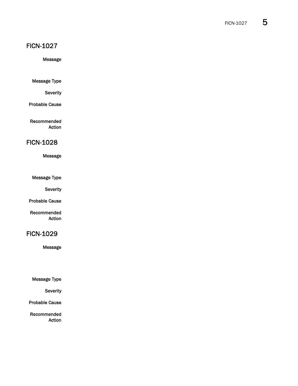 Ficn-1027, Ficn-1028, Ficn-1029 | Brocade Fabric OS Message Reference (Supporting Fabric OS v7.3.0) User Manual | Page 441 / 1008