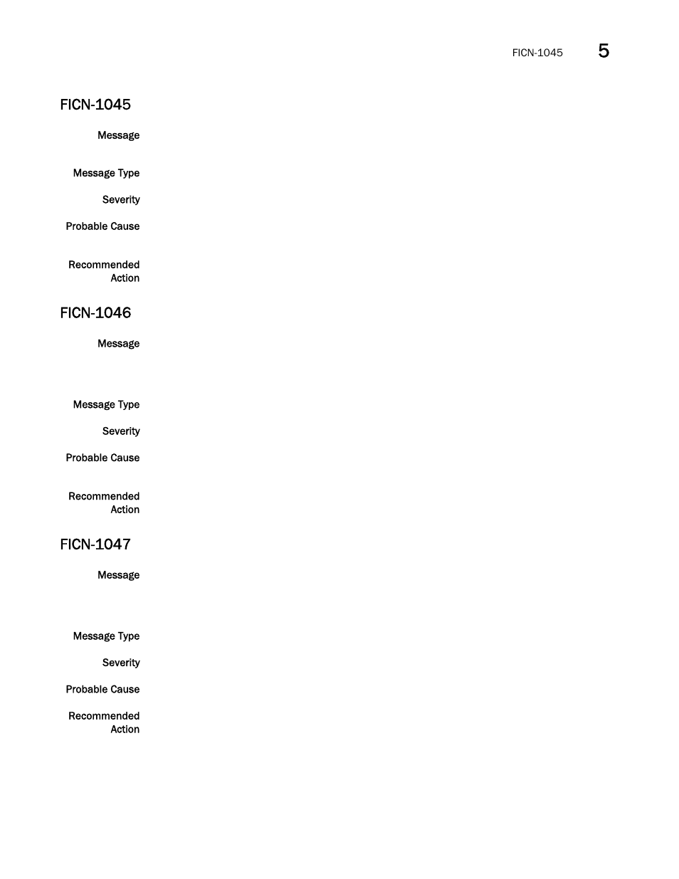 Ficn-1045, Ficn-1046, Ficn-1047 | Brocade Fabric OS Message Reference (Supporting Fabric OS v7.3.0) User Manual | Page 447 / 1008