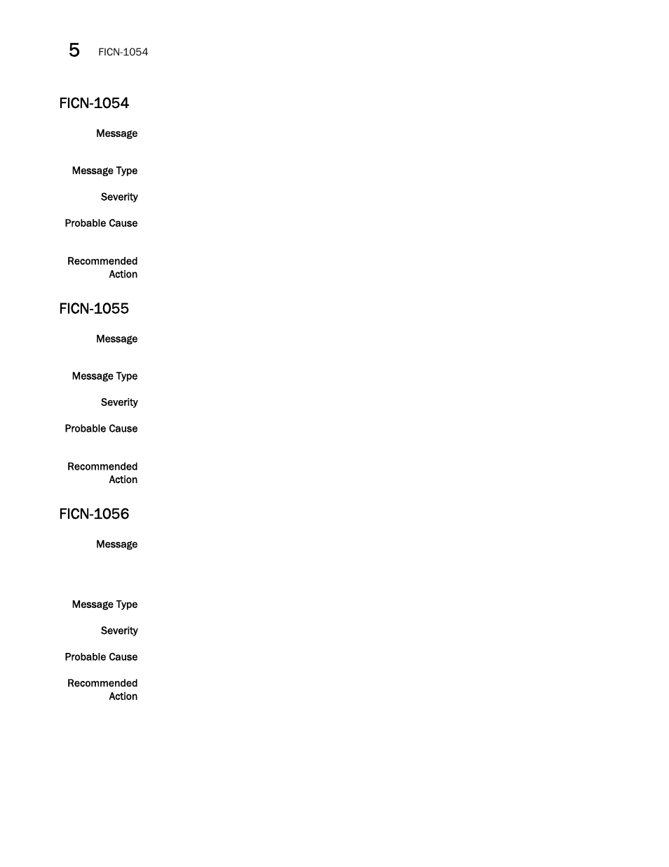 Ficn-1054, Ficn-1055, Ficn-1056 | Brocade Fabric OS Message Reference (Supporting Fabric OS v7.3.0) User Manual | Page 450 / 1008