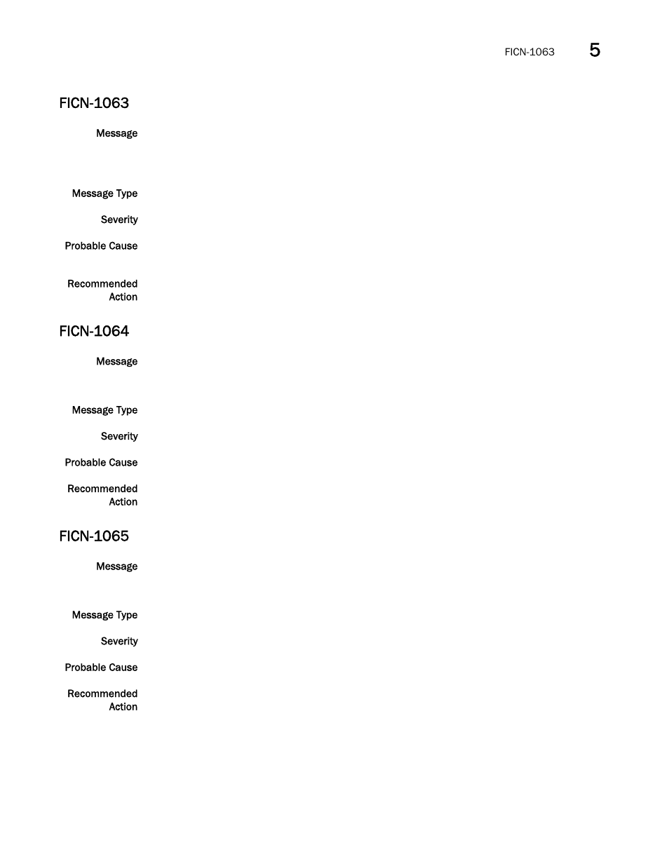 Ficn-1063, Ficn-1064, Ficn-1065 | Brocade Fabric OS Message Reference (Supporting Fabric OS v7.3.0) User Manual | Page 453 / 1008