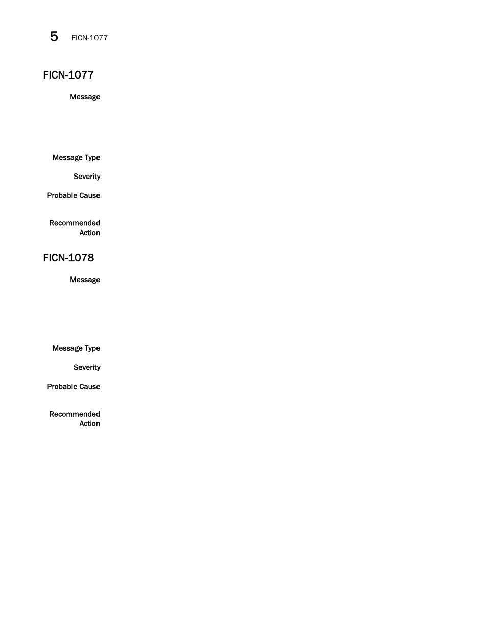 Ficn-1077, Ficn-1078 | Brocade Fabric OS Message Reference (Supporting Fabric OS v7.3.0) User Manual | Page 458 / 1008