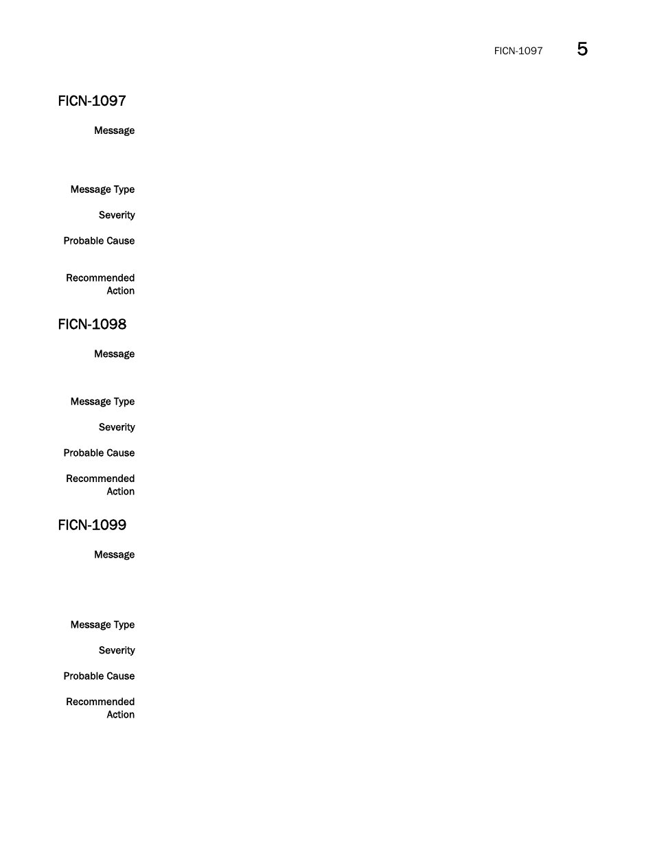 Ficn-1097, Ficn-1098, Ficn-1099 | Brocade Fabric OS Message Reference (Supporting Fabric OS v7.3.0) User Manual | Page 465 / 1008