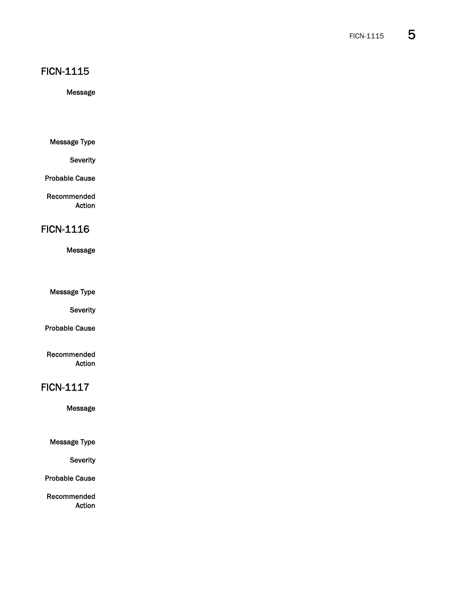 Ficn-1115, Ficn-1116, Ficn-1117 | Brocade Fabric OS Message Reference (Supporting Fabric OS v7.3.0) User Manual | Page 471 / 1008