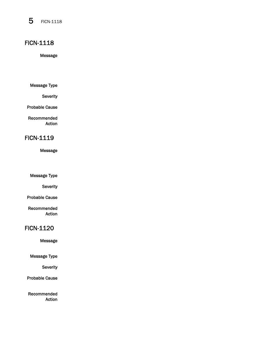 Ficn-1118, Ficn-1119, Ficn-1120 | Brocade Fabric OS Message Reference (Supporting Fabric OS v7.3.0) User Manual | Page 472 / 1008