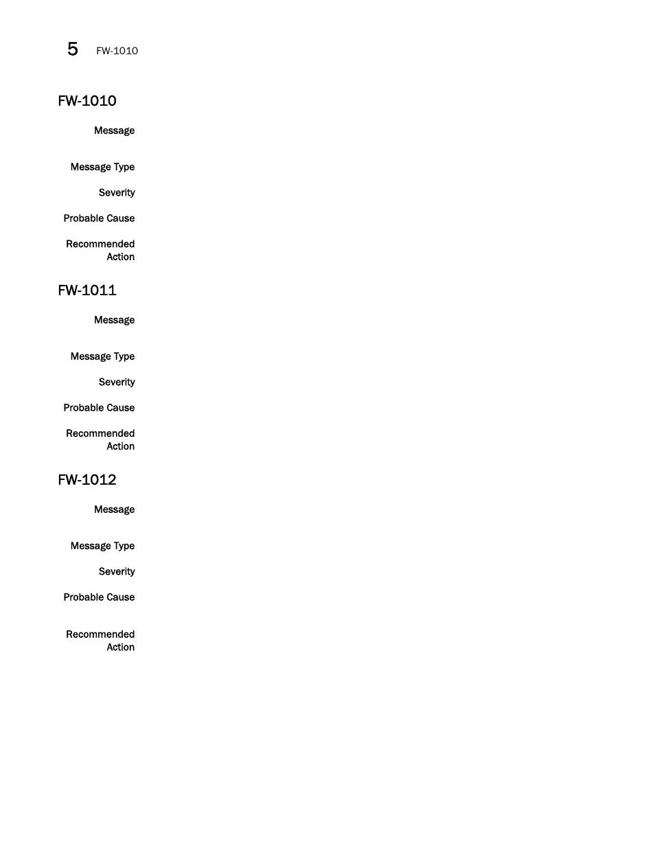 Fw-1010, Fw-1011, Fw-1012 | Brocade Fabric OS Message Reference (Supporting Fabric OS v7.3.0) User Manual | Page 506 / 1008