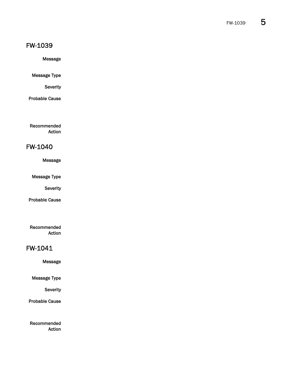 Fw-1039, Fw-1040, Fw-1041 | Brocade Fabric OS Message Reference (Supporting Fabric OS v7.3.0) User Manual | Page 509 / 1008