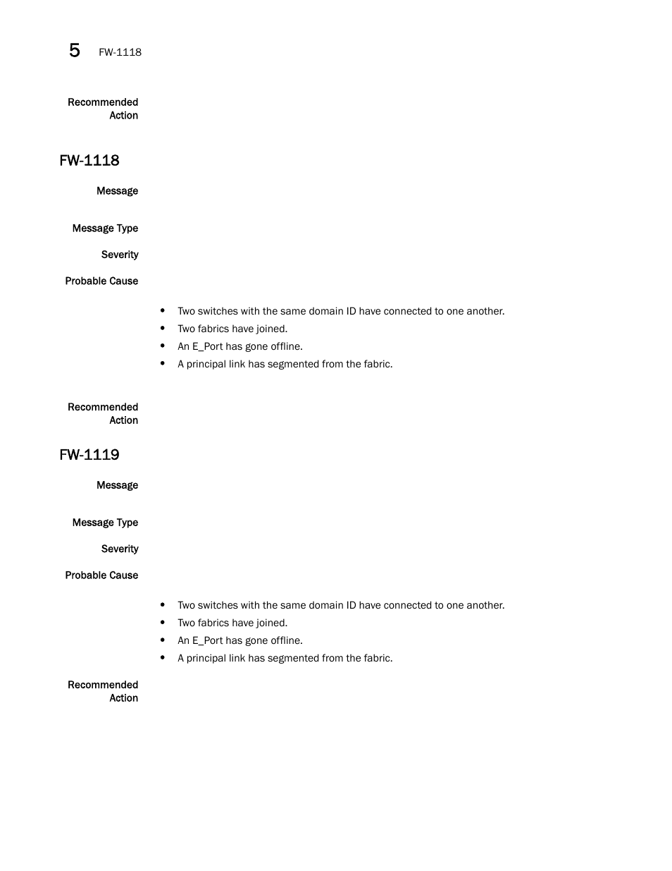 Fw-1118, Fw-1119 | Brocade Fabric OS Message Reference (Supporting Fabric OS v7.3.0) User Manual | Page 516 / 1008