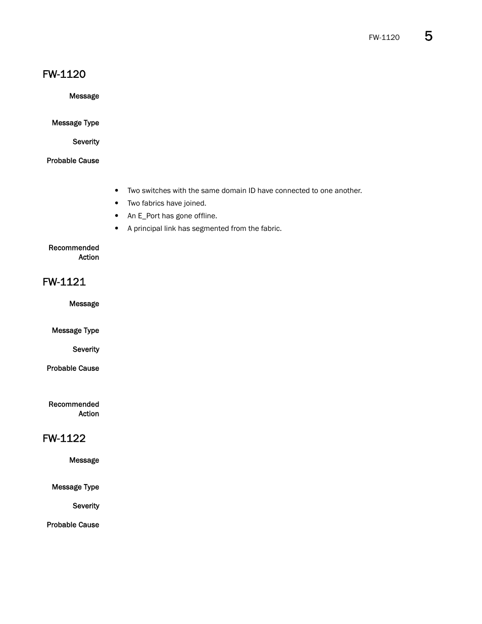 Fw-1120, Fw-1121, Fw-1122 | Brocade Fabric OS Message Reference (Supporting Fabric OS v7.3.0) User Manual | Page 517 / 1008