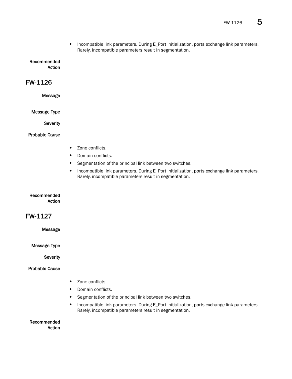 Fw-1126, Fw-1127 | Brocade Fabric OS Message Reference (Supporting Fabric OS v7.3.0) User Manual | Page 519 / 1008