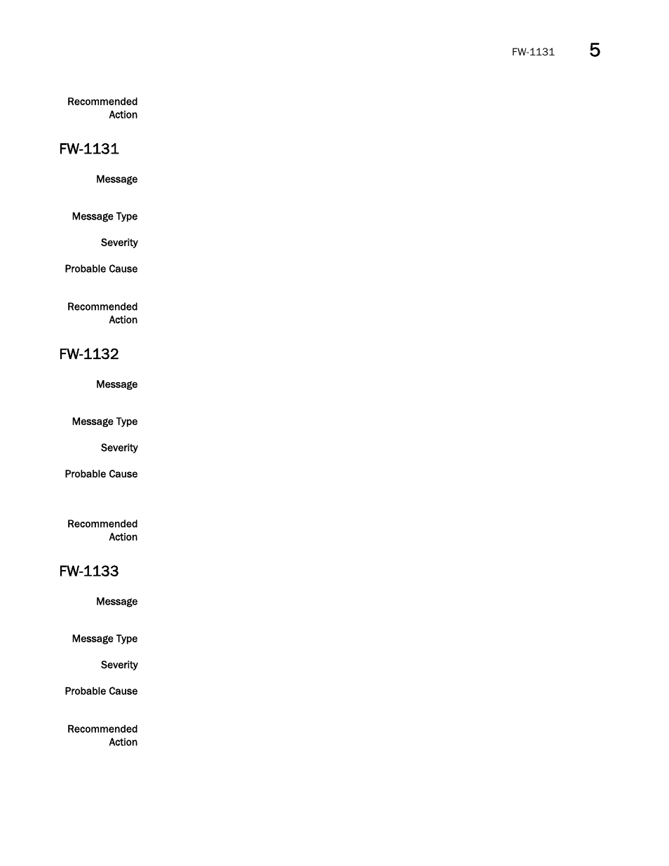 Fw-1131, Fw-1132, Fw-1133 | Brocade Fabric OS Message Reference (Supporting Fabric OS v7.3.0) User Manual | Page 521 / 1008