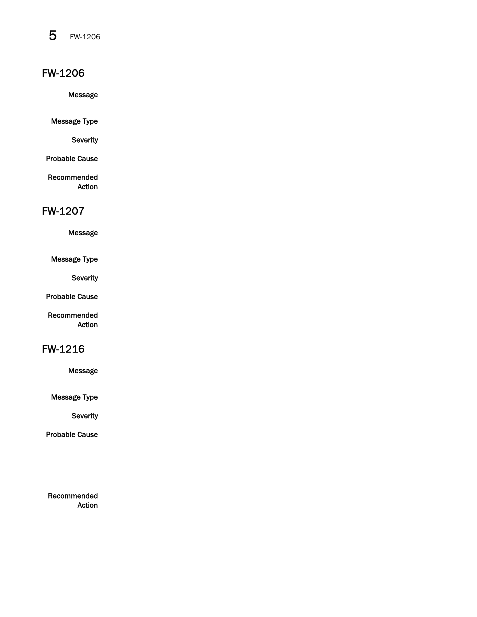 Fw-1206, Fw-1207, Fw-1216 | Brocade Fabric OS Message Reference (Supporting Fabric OS v7.3.0) User Manual | Page 540 / 1008