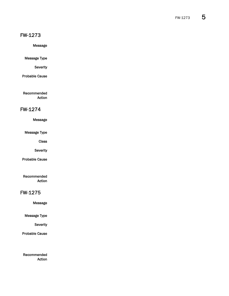 Fw-1273, Fw-1274, Fw-1275 | Brocade Fabric OS Message Reference (Supporting Fabric OS v7.3.0) User Manual | Page 547 / 1008