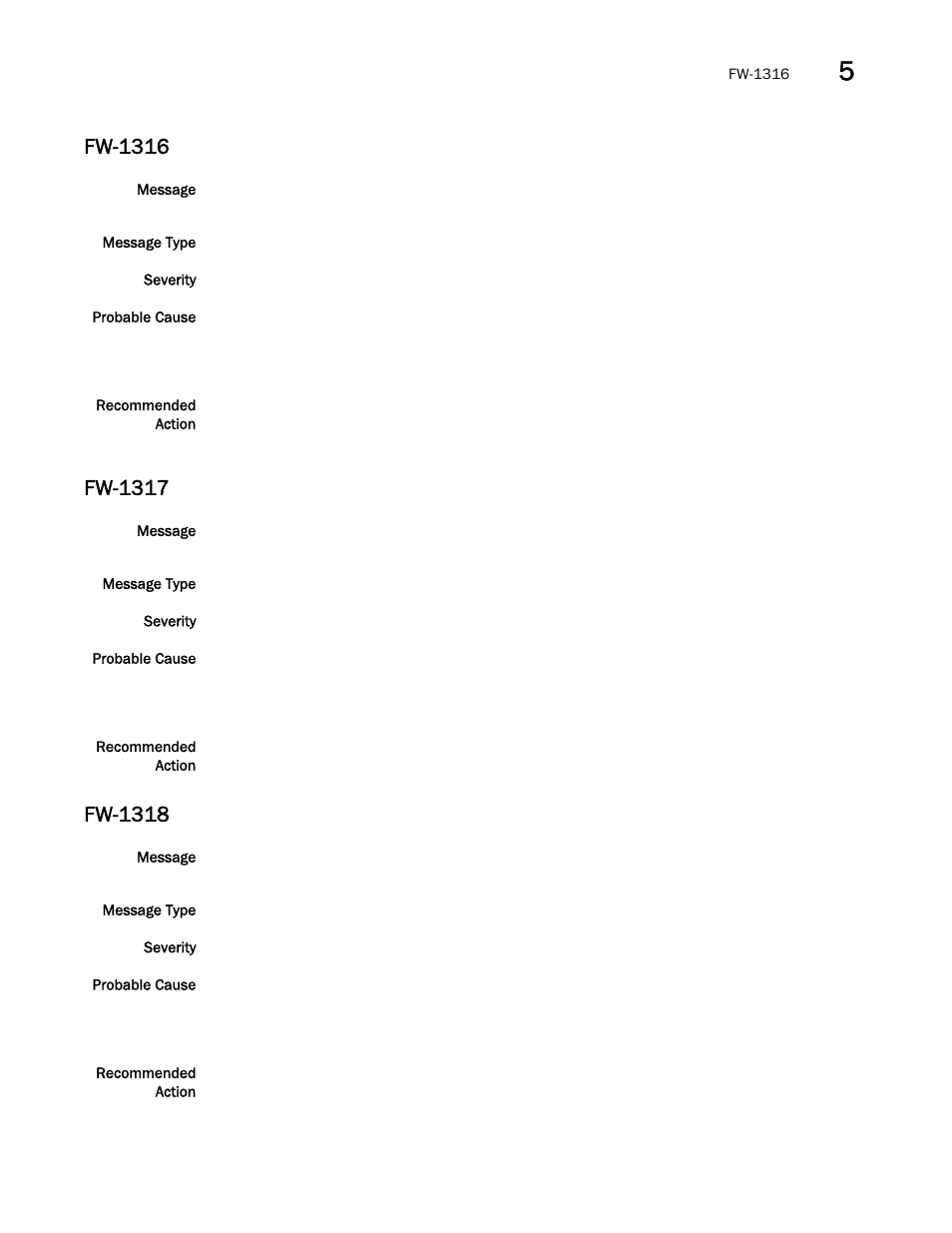 Fw-1316, Fw-1317, Fw-1318 | Brocade Fabric OS Message Reference (Supporting Fabric OS v7.3.0) User Manual | Page 555 / 1008