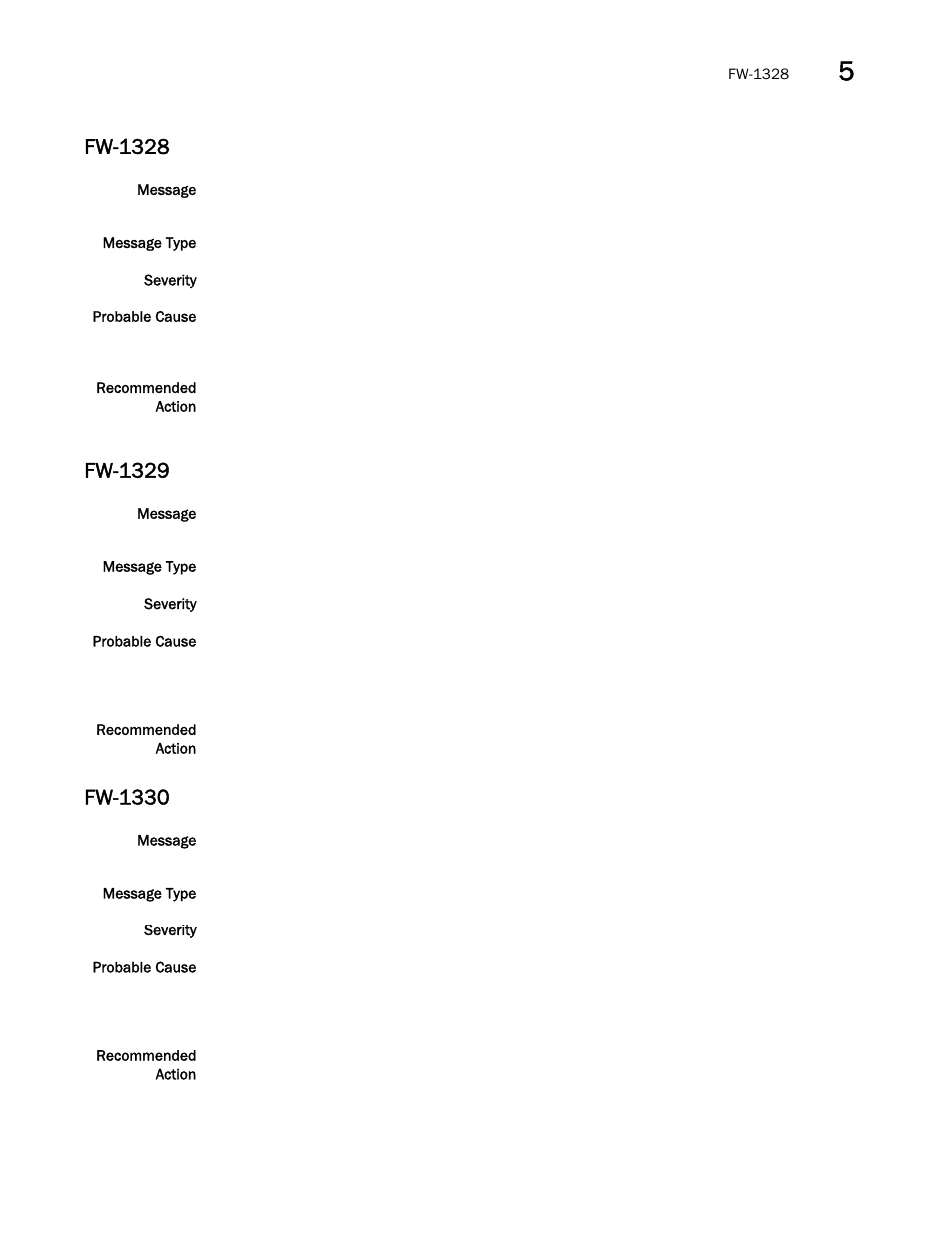 Fw-1328, Fw-1329, Fw-1330 | Brocade Fabric OS Message Reference (Supporting Fabric OS v7.3.0) User Manual | Page 559 / 1008