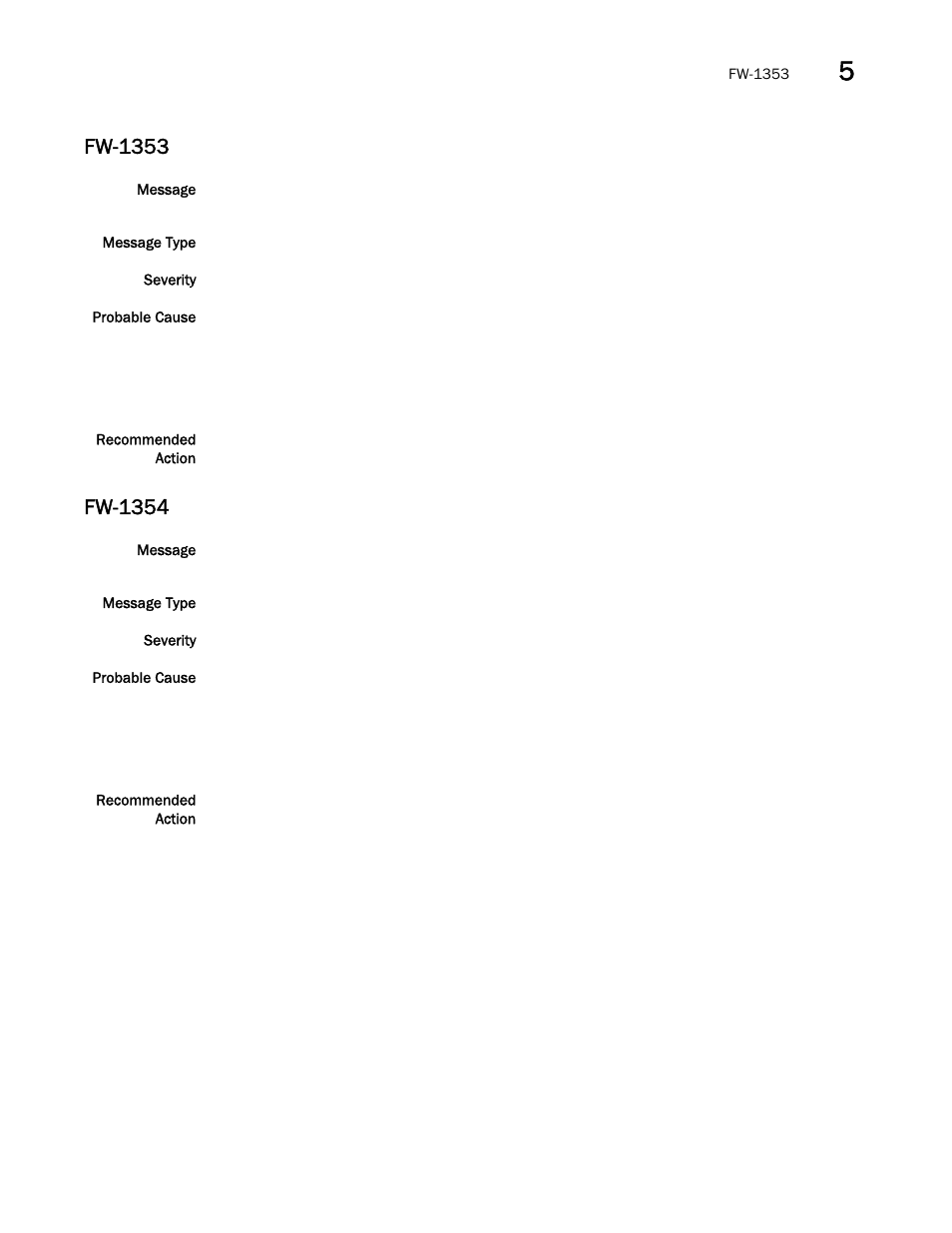 Fw-1353, Fw-1354 | Brocade Fabric OS Message Reference (Supporting Fabric OS v7.3.0) User Manual | Page 569 / 1008