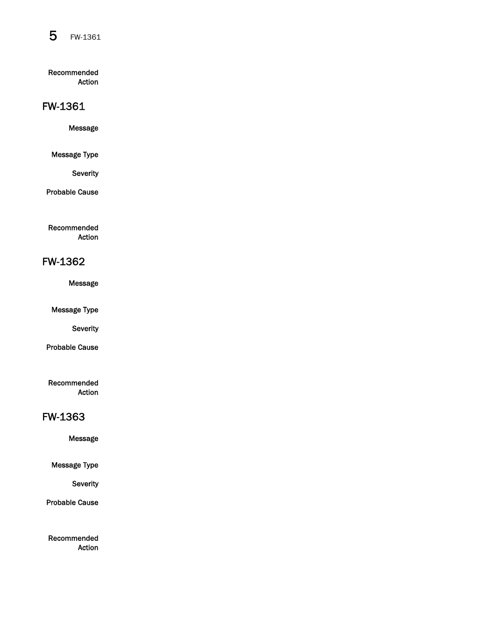 Fw-1361, Fw-1362, Fw-1363 | Brocade Fabric OS Message Reference (Supporting Fabric OS v7.3.0) User Manual | Page 572 / 1008
