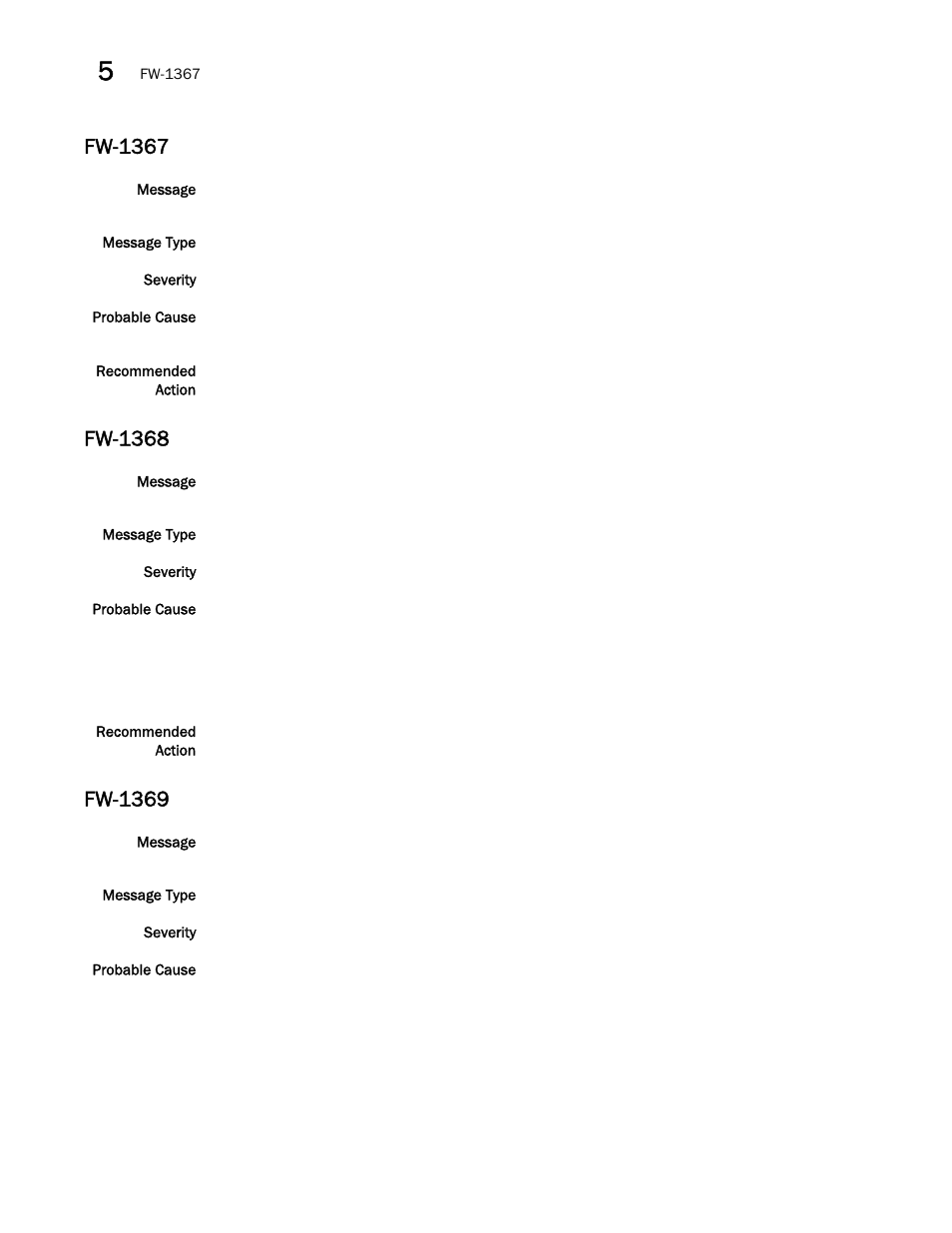 Fw-1367, Fw-1368, Fw-1369 | Brocade Fabric OS Message Reference (Supporting Fabric OS v7.3.0) User Manual | Page 574 / 1008