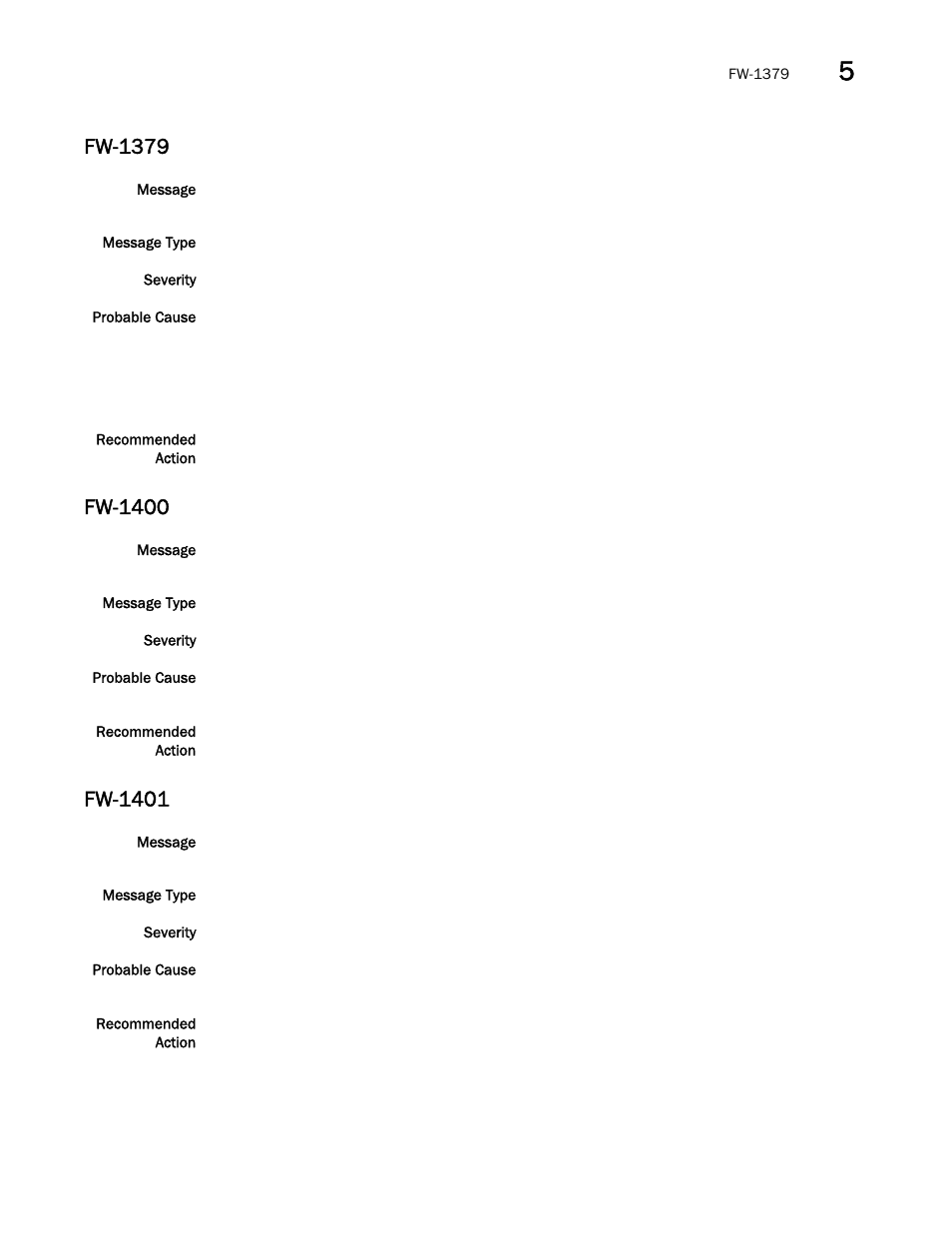 Fw-1379, Fw-1400, Fw-1401 | Brocade Fabric OS Message Reference (Supporting Fabric OS v7.3.0) User Manual | Page 579 / 1008