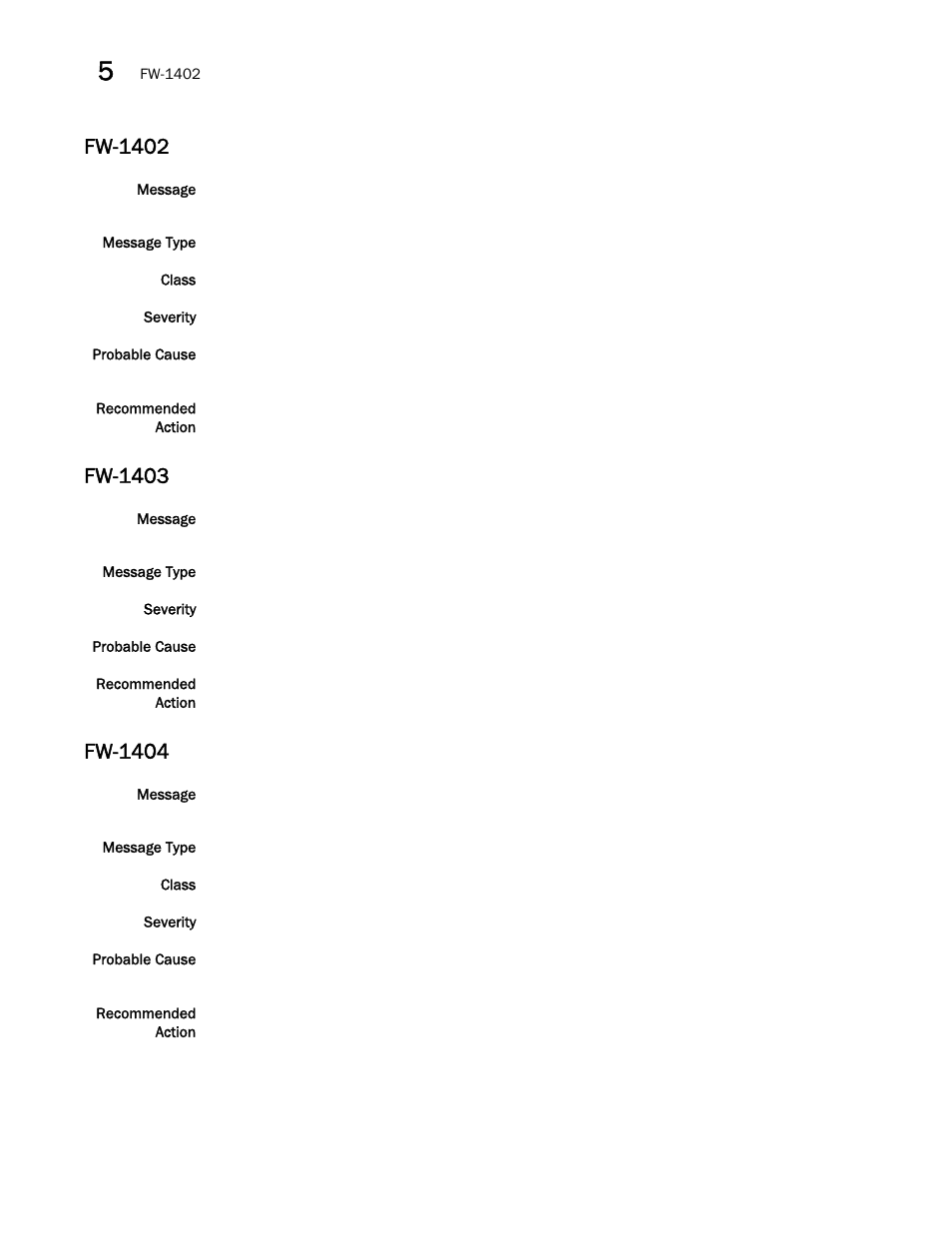 Fw-1402, Fw-1403, Fw-1404 | Brocade Fabric OS Message Reference (Supporting Fabric OS v7.3.0) User Manual | Page 580 / 1008