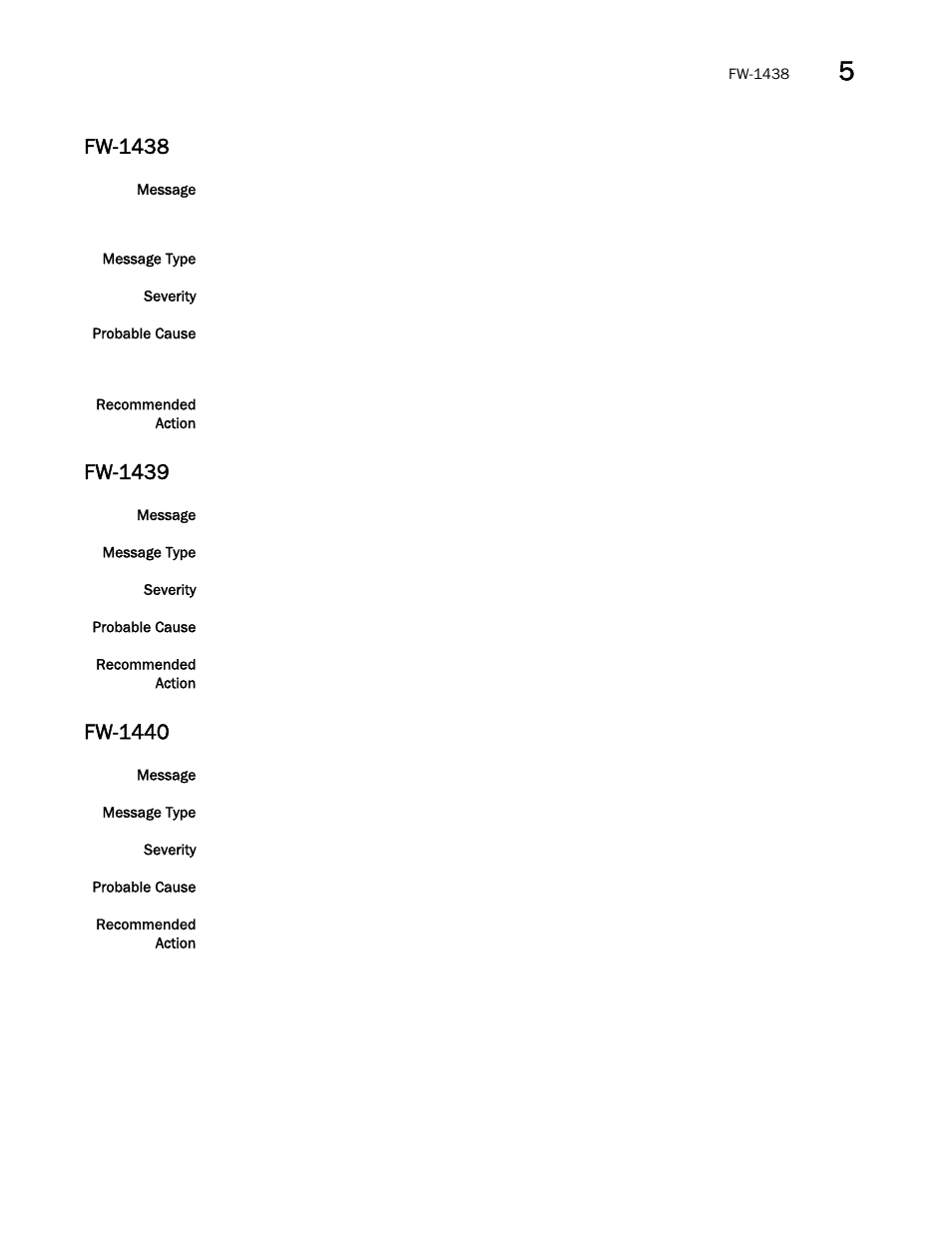 Fw-1438, Fw-1439, Fw-1440 | Brocade Fabric OS Message Reference (Supporting Fabric OS v7.3.0) User Manual | Page 587 / 1008