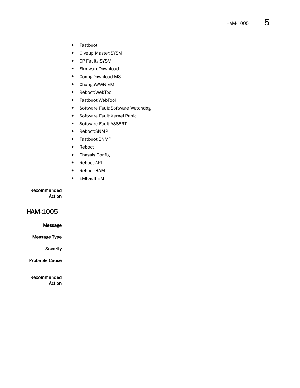 Ham-1005 | Brocade Fabric OS Message Reference (Supporting Fabric OS v7.3.0) User Manual | Page 607 / 1008