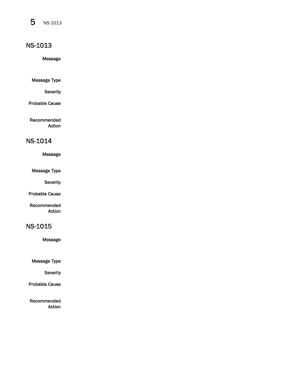Ns-1013, Ns-1014, Ns-1015 | Brocade Fabric OS Message Reference (Supporting Fabric OS v7.3.0) User Manual | Page 712 / 1008