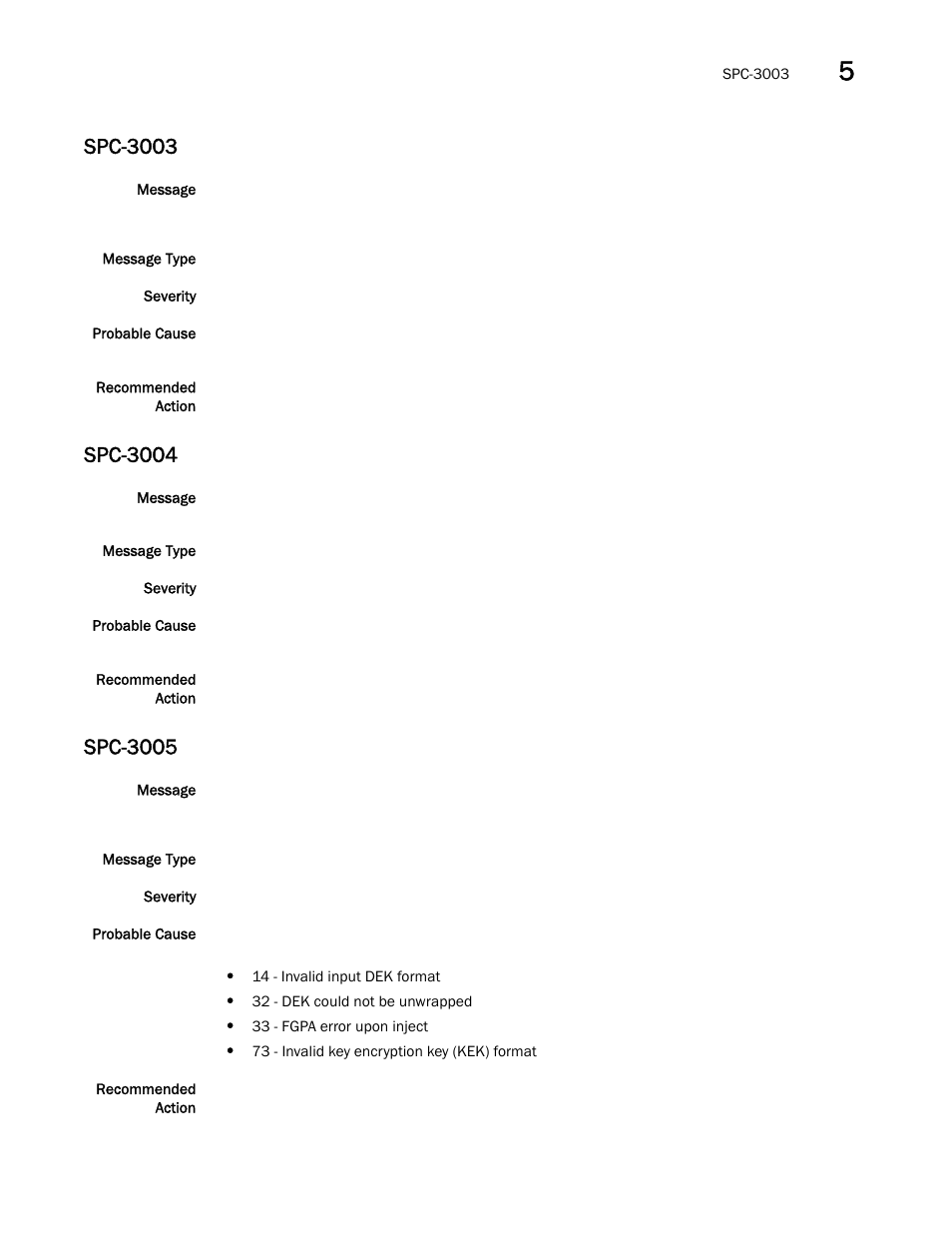 Spc-3003, Spc-3004, Spc-3005 | Brocade Fabric OS Message Reference (Supporting Fabric OS v7.3.0) User Manual | Page 871 / 1008