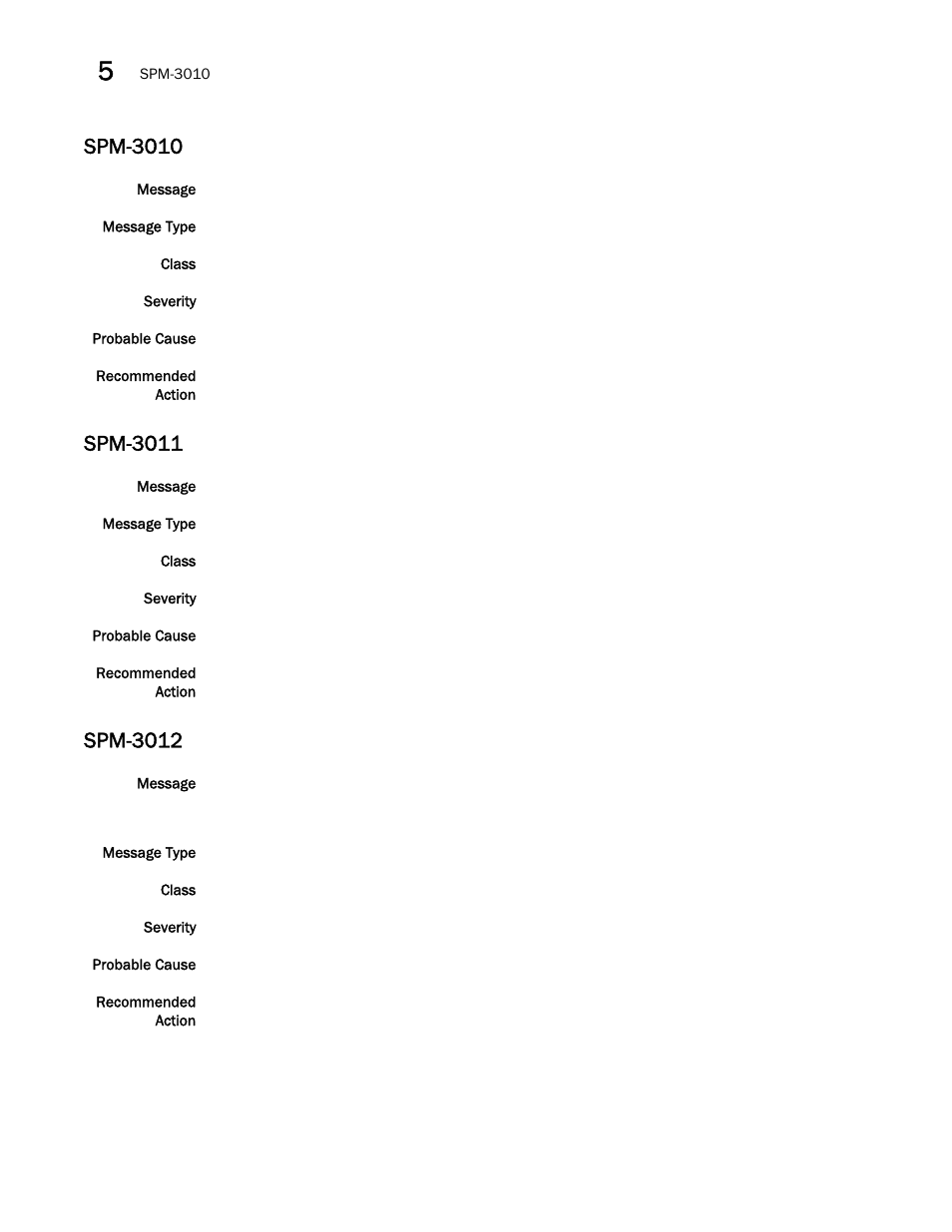 Spm-3010, Spm-3011, Spm-3012 | Brocade Fabric OS Message Reference (Supporting Fabric OS v7.3.0) User Manual | Page 884 / 1008
