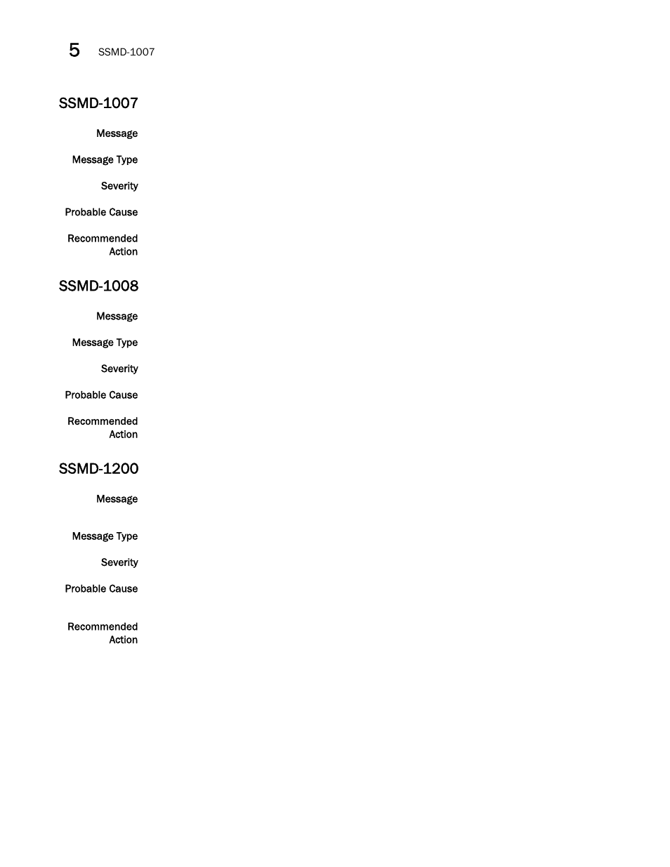Ssmd-1007, Ssmd-1008, Ssmd-1200 | Brocade Fabric OS Message Reference (Supporting Fabric OS v7.3.0) User Manual | Page 898 / 1008