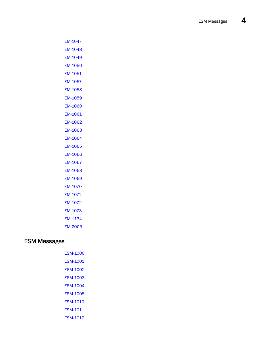 Esm messages | Brocade Fabric OS Message Reference (Supporting Fabric OS v7.3.0) User Manual | Page 95 / 1008