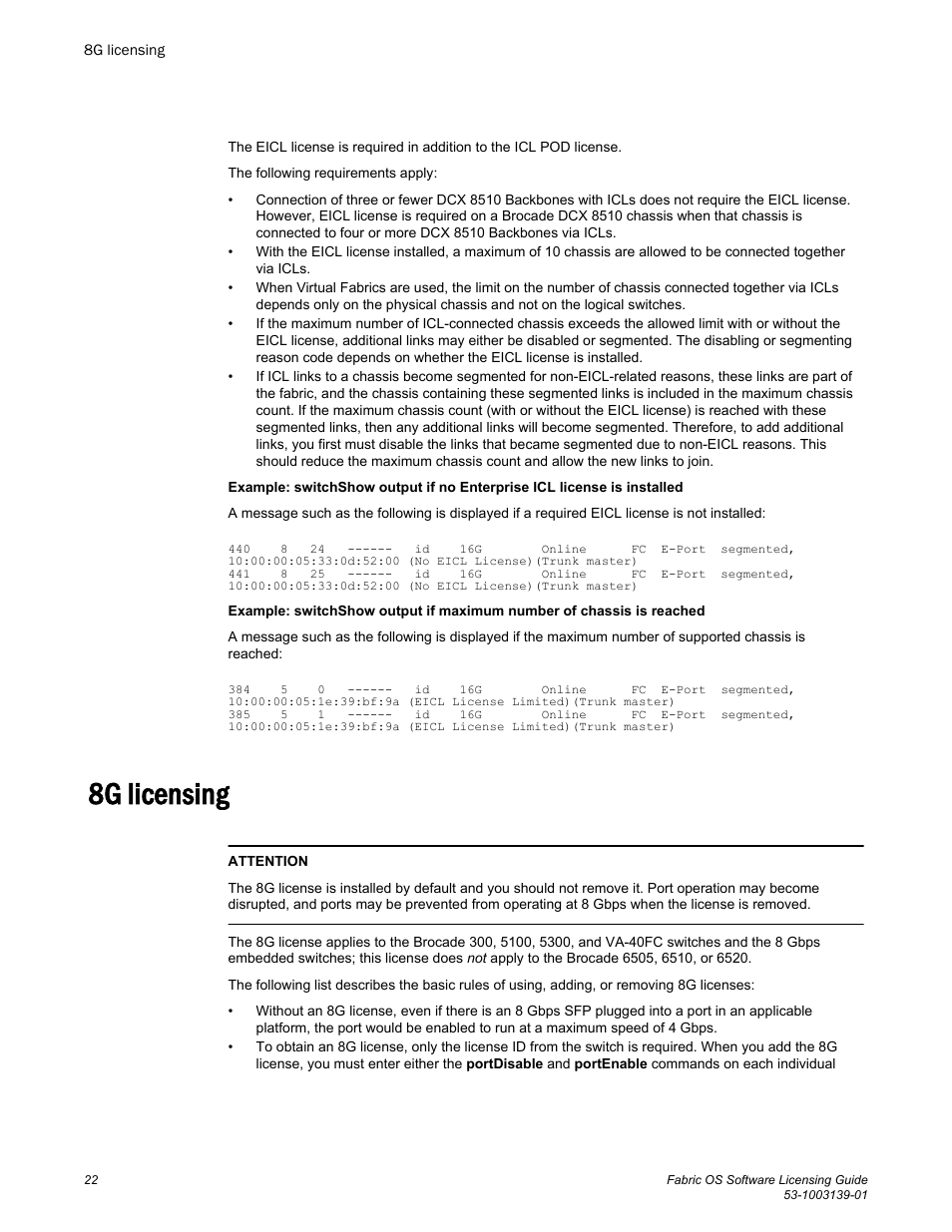 8g licensing | Brocade Fabric OS Software Licensing Guide (Supporting Fabric OS v7.3.0) User Manual | Page 24 / 58