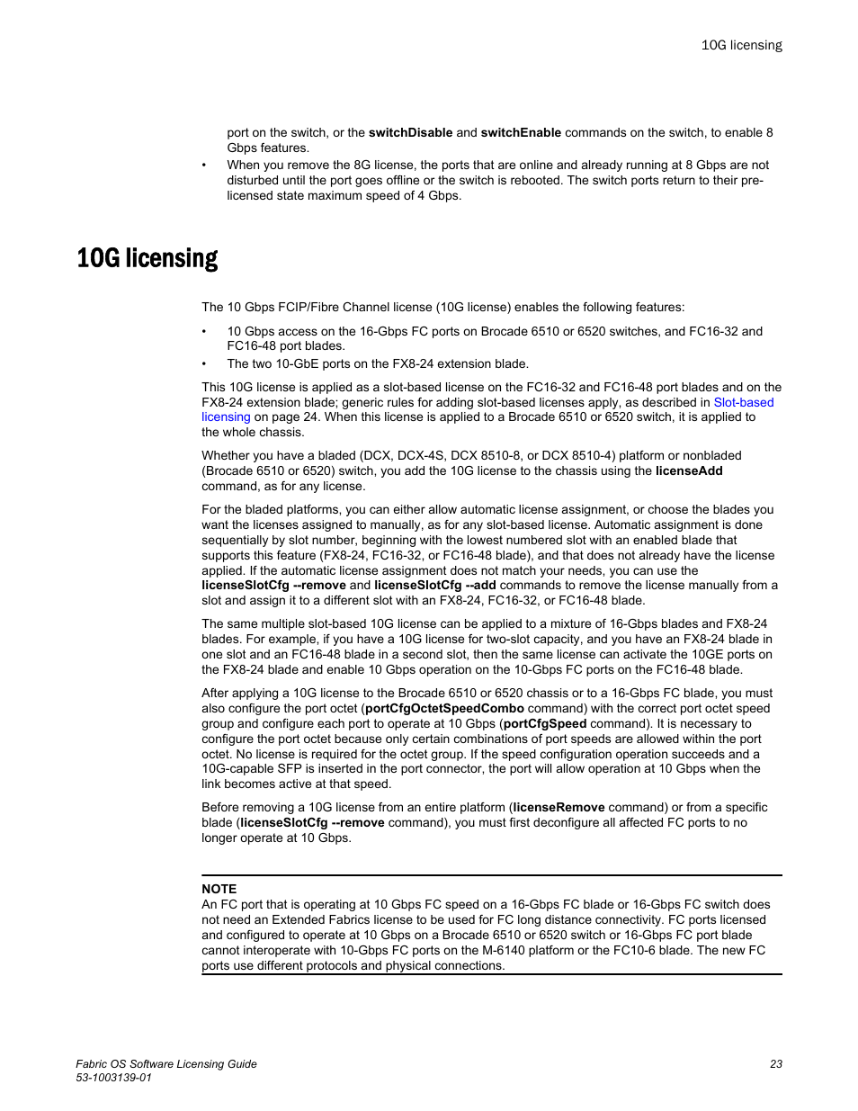 10g licensing | Brocade Fabric OS Software Licensing Guide (Supporting Fabric OS v7.3.0) User Manual | Page 25 / 58