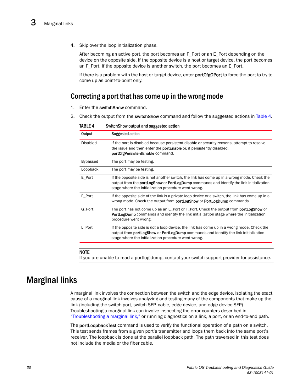 Marginal links | Brocade Fabric OS Troubleshooting and Diagnostics Guide (Supporting Fabric OS v7.3.0) User Manual | Page 46 / 130