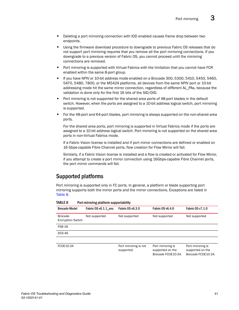 Supported platforms | Brocade Fabric OS Troubleshooting and Diagnostics Guide (Supporting Fabric OS v7.3.0) User Manual | Page 57 / 130