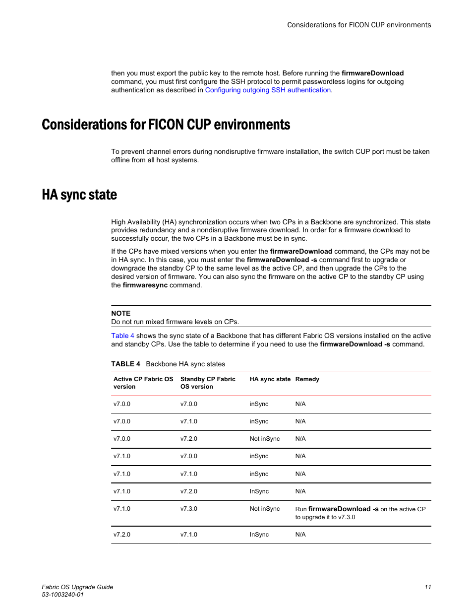 Considerations for ficon cup environments, Ha sync state, Updated the | Brocade Fabric OS Upgrade Guide (Supporting Fabric OS v7.3.0) User Manual | Page 13 / 34