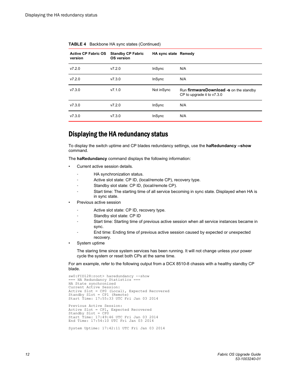 Displaying the ha redundancy status, Added | Brocade Fabric OS Upgrade Guide (Supporting Fabric OS v7.3.0) User Manual | Page 14 / 34