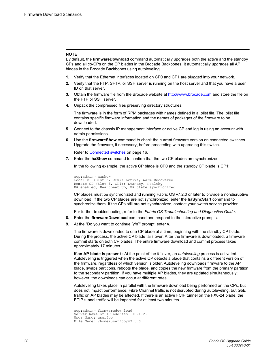 Brocade Fabric OS Upgrade Guide (Supporting Fabric OS v7.3.0) User Manual | Page 22 / 34