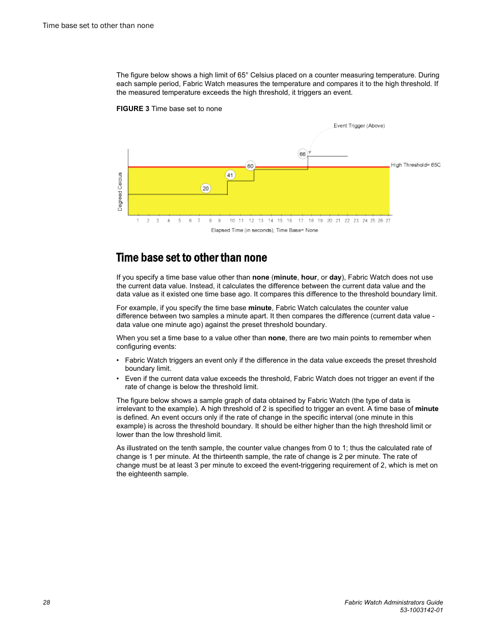 Time base set to other than none | Brocade Fabric Watch Administrators Guide (Supporting Fabric OS v7.3.0) User Manual | Page 28 / 116