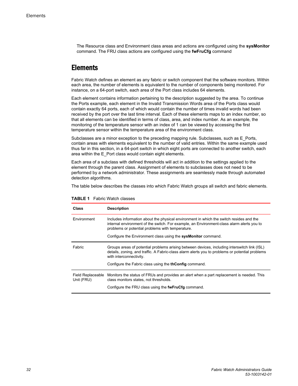 Elements | Brocade Fabric Watch Administrators Guide (Supporting Fabric OS v7.3.0) User Manual | Page 32 / 116