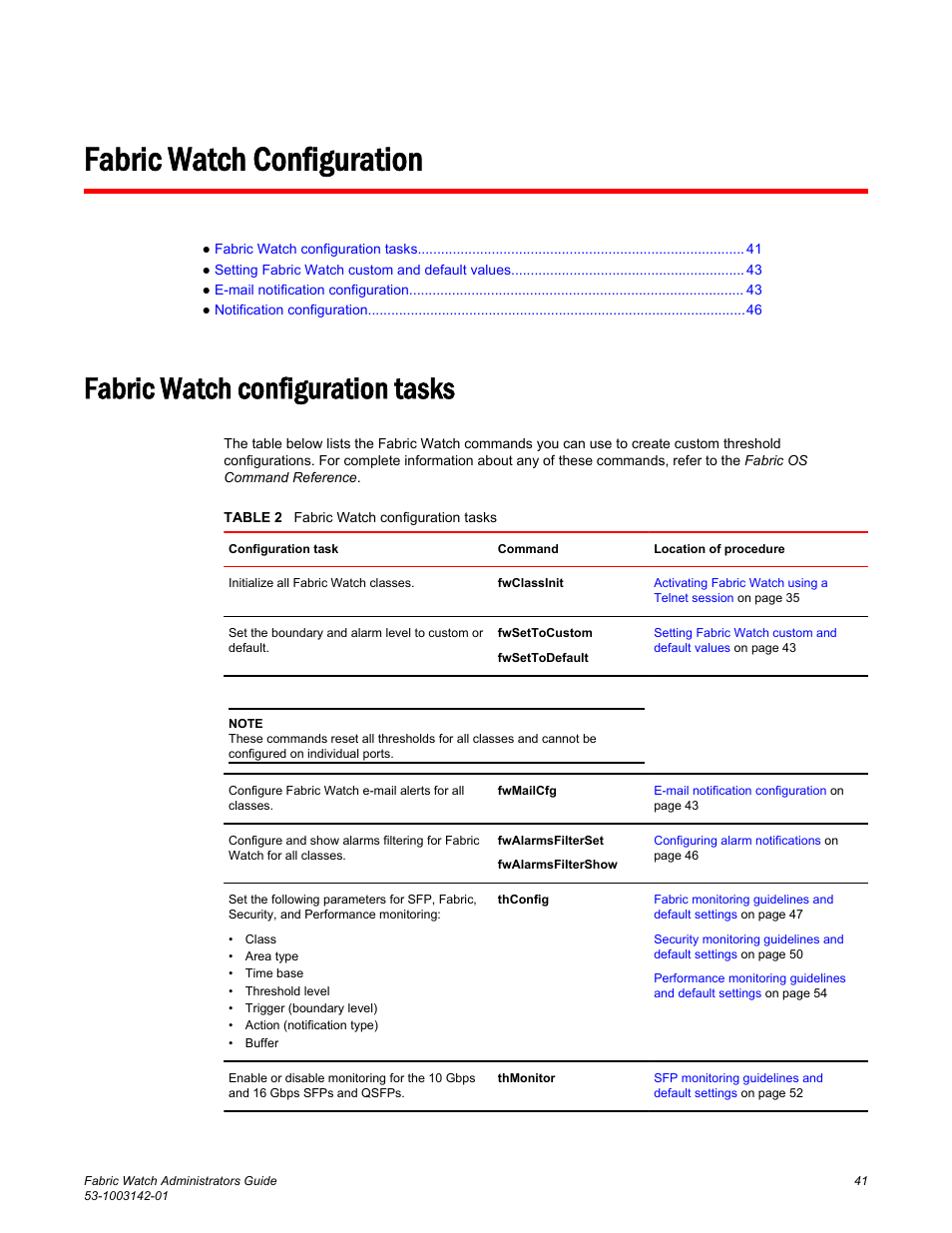 Fabric watch configuration, Fabric watch configuration tasks | Brocade Fabric Watch Administrators Guide (Supporting Fabric OS v7.3.0) User Manual | Page 41 / 116